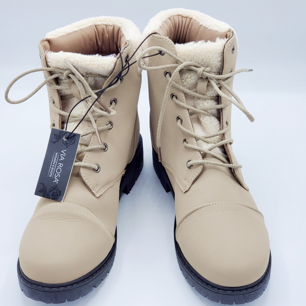 VIA ROSA CREAM WOMEN BOOTS SZ 11